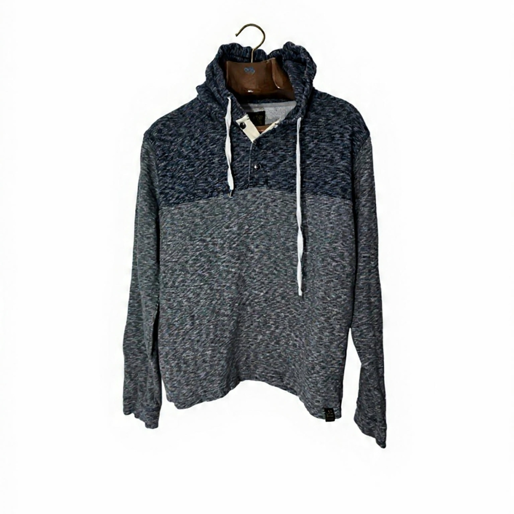 Lucky Brand Navy and Charcoal Colorblock‎ Henley Hoodie